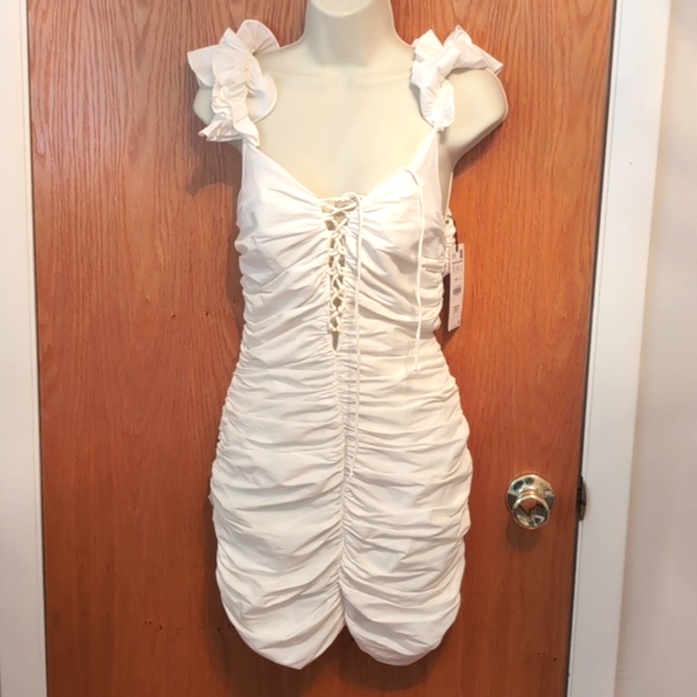 NWT ZARA Draped Linen Blend Dress Size Small